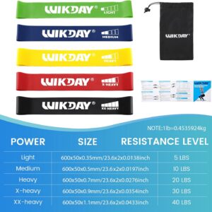 WIKDAY Resistance Bands for Working Out Exercise Loop Bands Workout Bands Set for Men Women Body Stretching, Crossfit Training, Home Workout, Physical Therapy, Booty Legs, Set of 5