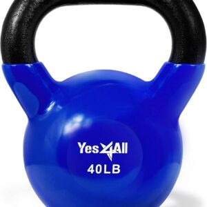 Yes4All Kettlebells Rubber Base, Kettlebell Set for Women, Strength Training Kettlebells Weights (10-65 lbs)