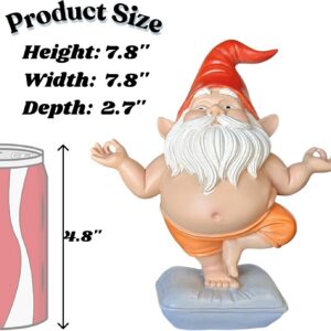 Zen Yoga Gnome Statue – Handcrafted Resin Meditation Gnome on Pillow, Tree Pose, Relaxed Expression – Weatherproof Indoor Outdoor Garden Decor, Unique Gift for Yoga & Meditation Lovers