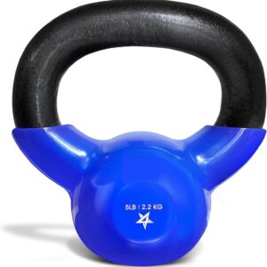 Yes4All Kettlebell 5-100lbs Vinyl Coated Cast Iron for Dumbbell Weights Exercises, Gym, Fitness, Full Body Workout Equipment Push up, Grip and Strength Training