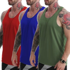 Tank Tops Men Y-Back Muscle 3 Pack Dry Fit Sleeveless Workout Tank Tops for Men Mesh Material Running Gym