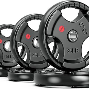 XDDIAS Rubber Weight Plates for Barbell, 2-Inch Olympic Grip Plate for Strength Training, Weightlifting and Bodybuilding in Home & Gym, Solid Cast Iron Weight Plates Pair and Sets