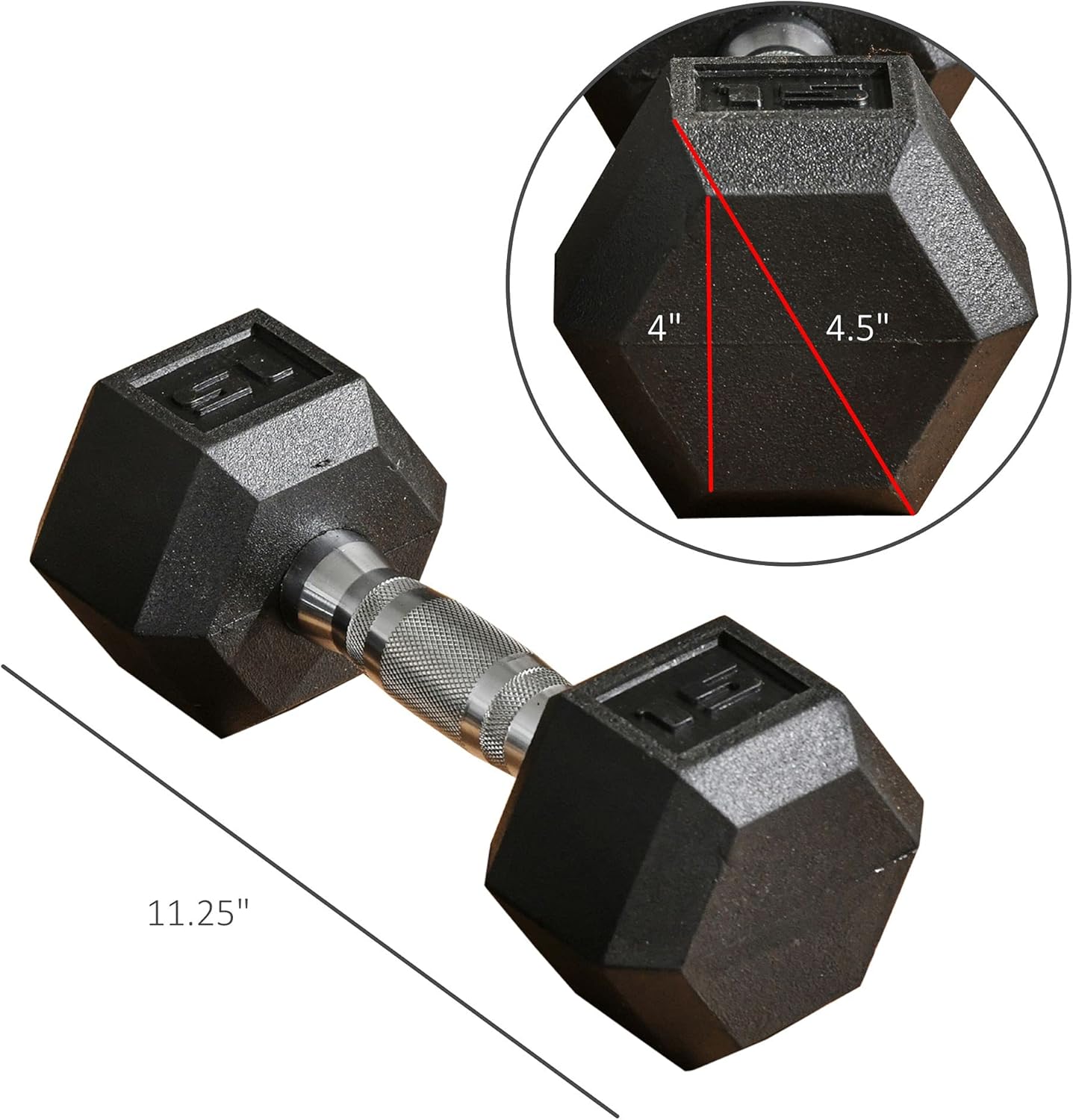 Soozier 2 x 12lbs/2 x 15lbs/2 x 40lbs/2 x 45lbs/2 x 50lbs Hex Dumbbell Set of 2, Rubber Weights Exercise Fitness Dumbbell with Non-Slip Handles, Anti-roll, for Women or Men Home Gym Workout - Image 7