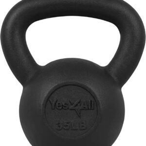 Yes4All Cast Iron Kettlebell, Strength Training Kettlebells 5-80 Lb (5,10,15,20,25,30,35,40,45,50,60,70,80 Lb) for Full Body Workout, Push up, Strength Training – Single & Kettlebell Set of 2 for Men