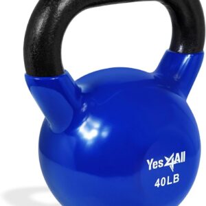 Yes4All Kettlebells Rubber Base, Kettlebell Set for Women, Strength Training Kettlebells Weights (10-65 lbs)