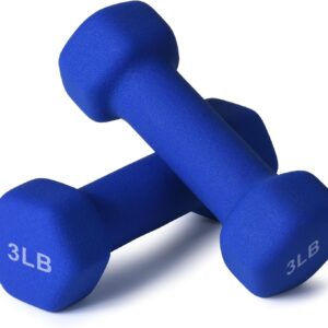 Portzon Dumbbells Neoprene with Non Slip Grip weight for Total Body Workout Compatible with of 2 Set,1-15 LB, Anti-Slip, Anti-roll, Hex Shape