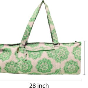 Yoga Mat Bag for Women, Cotton & Jute Storage Bag with Mandala Print, Large Multi-Functional Yoga Bag with Zipper Pocket, Mat Carrier Bag, Fitness Mat Holder for Yoga, Studio, Workout (29x8x12)