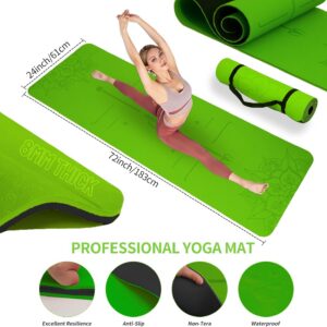 DICYWUDI Yoga Mat Thick, 6 Fabric Resistance Bands, 2 Pack Yoga Blocks, Home Workout Equipment Essentials Starter Kit for Beginners Full Body Toning