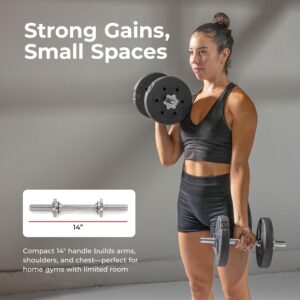 & Fitness Standard Threaded Dumbbell Handle Pairs – 14″ and 24″ Chrome Options with Star-Lock Collars, Solid Steel, Fits 1″ Plates, Knurled Grip
