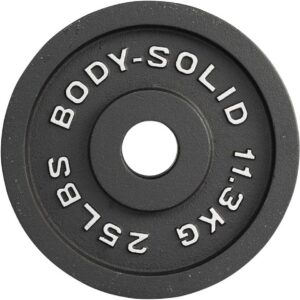 Body-Solid Cast Iron Olympic Single Weight Plate – Free Weights, Dumbbell Plates, 2 Inch Standard Hole for Barbell