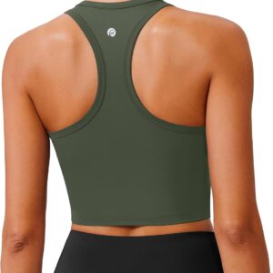 PINSPARK Sports Bra Longline Racerback Tank Tops for Women Padded Workout Yoga Top