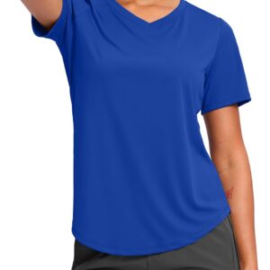 Womens Workout Shirts V-Neck Short Sleeve UPF 50+ Sun Shirt Moisture Wicking Dry Fit Top for Gym, Running, Athletic