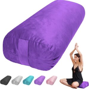 Yoga Bolster Pillow for Restorative & Yin Yoga – Meditation Pillow with Velvet Cover – Rectangular
