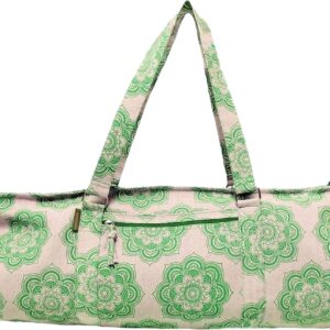 Yoga Mat Bag for Women, Cotton & Jute Storage Bag with Mandala Print, Large Multi-Functional Yoga Bag with Zipper Pocket, Mat Carrier Bag, Fitness Mat Holder for Yoga, Studio, Workout (29x8x12)