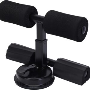 Black Sit Up Bar for Home Workouts – Abs Exercise Equipment with Foot Holder & Suction Cup Anchor