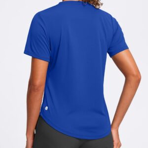 Womens Workout Shirts V-Neck Short Sleeve UPF 50+ Sun Shirt Moisture Wicking Dry Fit Top for Gym, Running, Athletic