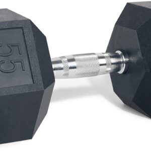 LIONSCOOL Odorless Rubber Encased Hex Dumbbells in Pairs or Single, Hand Dumbbell Weight with Metal Handle for Strength Training, Resistance Training, Build Muscle and Full Body Workout, 5-65lbs