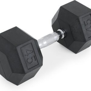 MADOG Hex-Dumbbell, Rubber Coated Cast Iron Dumbbell, Hand Weights With Anti-Slip Grip, 30-50 LBS, Single