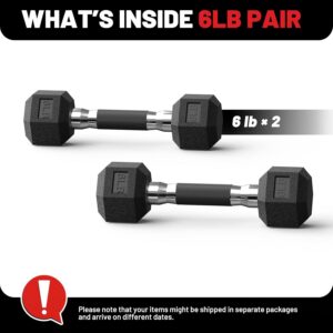PAPABABE Hex Dumbbell Set with Rubber Grip 2.5-125lb, Odorless Rubber Coated Weight Fixed Dumbbells Set of 2/Single, Weights for Women at Home, Hand Weights for Home Gym & Strength Training,Pesas Para Ejercicios