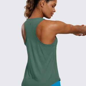 CRZ YOGA Pima Cotton Racerback Tank Tops for Women – Workout Athletic Casual Soft Scoop Neck Sleeveless Shirts