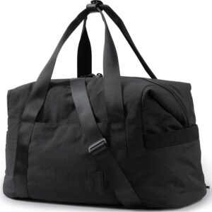 BAGSMART Gym Bag for Women, Carry on Weekender Overnight Bag, Travel Duffel Bags with Trolley Sleeve, Personal Item Travel Bag Tote Bag Workout Dance Bag(Black,Medium)