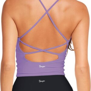 Danysu Sculpt Workout Tank Tops Women Backless Longline Sports Bras Strappy Padded Yoga Top