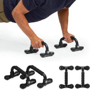 Champion Push Up Bars (Black), Ergonomic Design with Foam Grips & Non-Slip Base, Portable Push Up Handles for Floor, Upper Body & Core Workout Equipment for Strength Training & Bodyweight Exercises