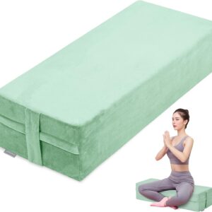 GOFORIT Yoga Bolster Pillow for Meditation and Support，Rectangular Meditation Pillow for Restorative Yoga，26.5″X9.5″ X6″