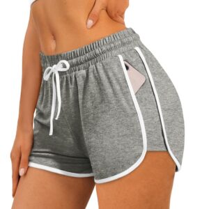 WIHOLL Womens Athletic Shorts Running Color Block Dolphin Shorts with Pockets and Drawstring