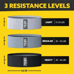Tribe Lifting Resistance Bands for Working Out – 3 Pack Fabric Workout Bands for Women and Men – Booty Bands for Legs and Glute – Non Slip Exercise Bands Set for Squat Hip Thigh