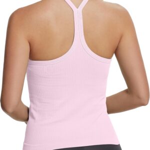 MathCat Seamless Workout Tank Tops with Built in Bra，Racerback Athletic Tank Tops Ribbed Soft Yoga Shirts XS-XL