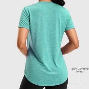Women’s Workout Shirts Bum-Covering Length Lightweight Short Sleeve Dry Fit Athletic Hiking Running Summer Tops for Women