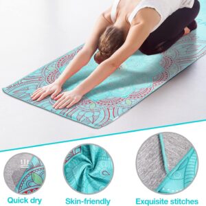MoKo Yoga Towel, Non Slip Hot Yoga Mat Yoga Blanket Printing Pattern Quick Dry with Corner Pocket for Bikram, Pilates, Gym Workout, Outdoor Picnic, Lotus