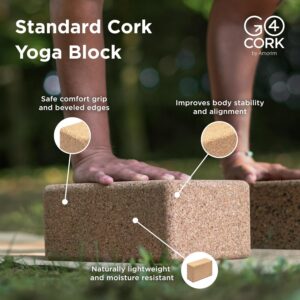 Go4Cork Cork Yoga Block Large | 9 x 6 x 4″ | Non-Toxic, Alternative To Foam Yoga Blocks | Odorless, Soft, Non-Slip, Workout & Exercise | Yogi Gift Accessories | Men & Women | Eco Friendly, Sustainable