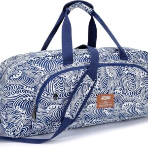 AROME Yoga Mat Bag for Women Men, Large Canvas Yoga Bag for 1/4″ 1/3″ 2/5″ 1/2″ Extra Thick Exercise Yoga Mat Gym Tote Sports Duffle Bag Carrying Bags with Wet Pocket & Shoulder Strap & Mat Strap