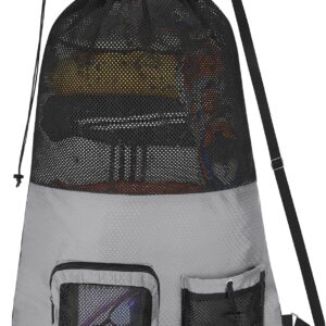 NATURAL STYLE Mesh Drawstring Gym Swim Beach bag, Large Waterproof Pool Sports Backpack for Swimming Gear Workout Yoga Travel