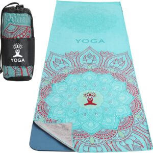 MoKo Yoga Towel, Non Slip Hot Yoga Mat Yoga Blanket Printing Pattern Quick Dry with Corner Pocket for Bikram, Pilates, Gym Workout, Outdoor Picnic, Lotus