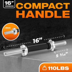 Yes4All Threaded Dumbbell Handles, Adjustable Dumbbell Bar Pair, 14/16/18/24-Inch Sizes, Fits 1″ or 1.15″ Plates, Non-Slip Grip, Secure Star-Lock Collars