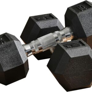 Soozier 2 x 12lbs/2 x 15lbs/2 x 40lbs/2 x 45lbs/2 x 50lbs Hex Dumbbell Set of 2, Rubber Weights Exercise Fitness Dumbbell with Non-Slip Handles, Anti-roll, for Women or Men Home Gym Workout