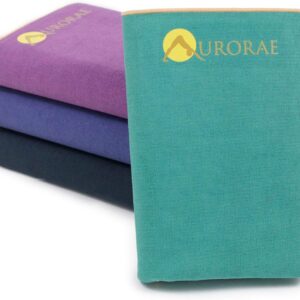 Aurorae Synergy Foldable On-the-Go Travel Yoga,Gym/Exercise Mat for Yogis on the Move with Integrated Microfiber Towel and Anti-Slip Patented 2-in-1 Technology. No Odor and No Bunching