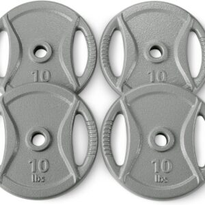 Amazon Basics 1-Inch Grip Weight Plates, Cast Iron, Strength Training, Home Gym