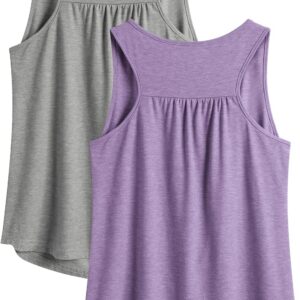 PINSPARK Workout Tops for Women Racerback Tank Tops Sleeveless Athletic Running Shirts Lightweight Yoga Gym Tank,2 Pack S-3XL