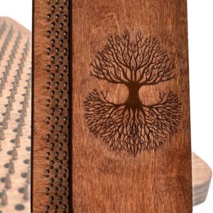 Sadhu board, Wooden Yoga Board for Acupressure and Meditation with Nails for Deep Tissue Massage, Acupuncture Massage, Nails Distance 0.39 In (10 mm)