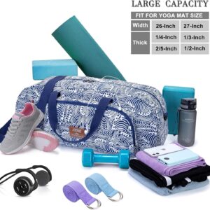 AROME Yoga Mat Bag for Women Men, Large Canvas Yoga Bag for 1/4″ 1/3″ 2/5″ 1/2″ Extra Thick Exercise Yoga Mat Gym Tote Sports Duffle Bag Carrying Bags with Wet Pocket & Shoulder Strap & Mat Strap