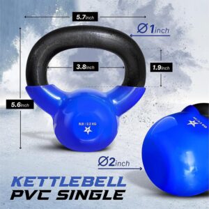 Yes4All Kettlebell 5-100lbs Vinyl Coated Cast Iron for Dumbbell Weights Exercises, Gym, Fitness, Full Body Workout Equipment Push up, Grip and Strength Training