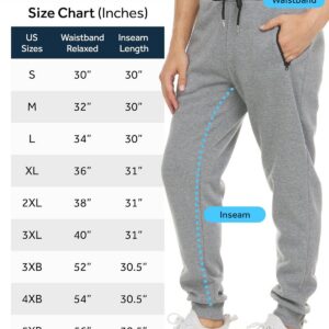 PURE CHAMP Mens Sweatpants 3 Pack Fleece Active Athletic Workout Jogger Sweatpants for Men with Zipper Pocket Size S-3XL