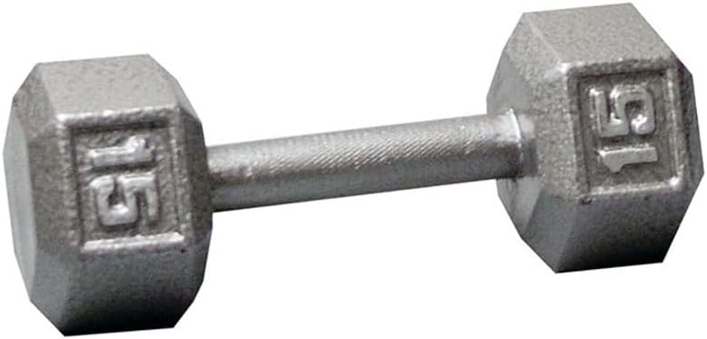 Body-Solid (SDX15) Cast Iron Hexagon Dumbbell, Hand Weights For Men and Women, Weight Dumbbells for Strength Training, Body Building Home Gym Training Gear, 15lb