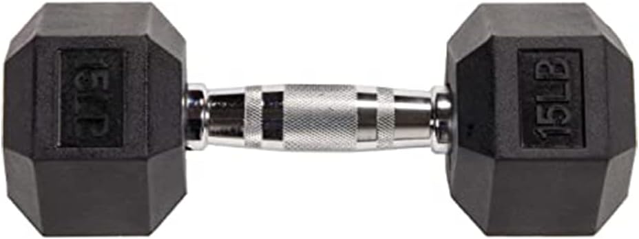 Balancefrom Rubber Encased Hex Dumbbells, 15LB, Pair - Image 3