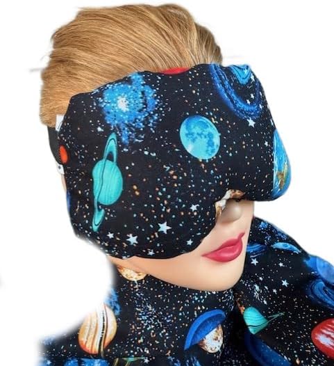 Eye Mask Lavender Eucalyptus, Sinus, Herbal Pack, Hot Cold Pack, Heat Wrap,Organic, Flax Seed, Microwave Therapy, Sleep Mask, Yoga Meditation Eye Pillow, Planets - Image 2