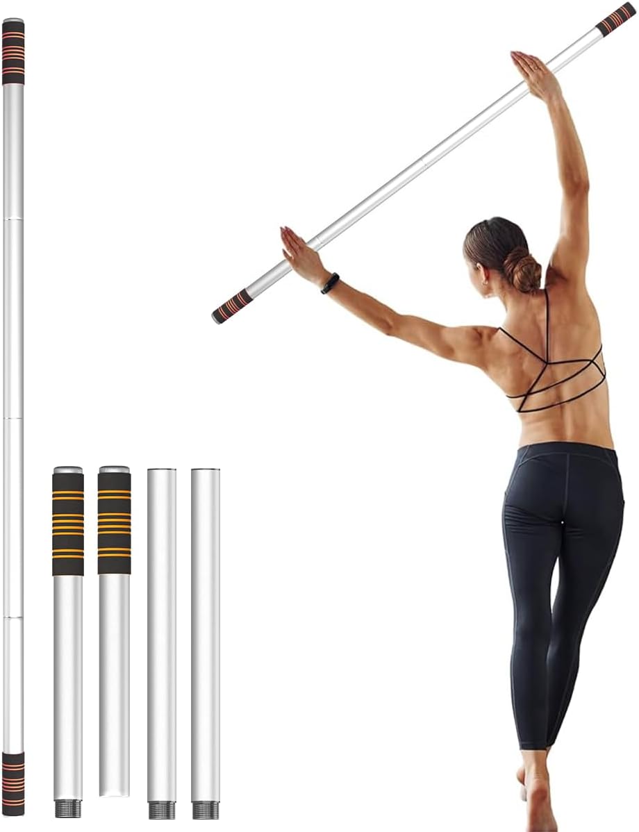 5ft Yoga Stick – Heavy-Duty Steel Adjustable Stretching Bar for Mobility, Flexibility & Balance. Multi-Functional Fitness Pole with 4 Steel Rods & Comfort Foam Grips